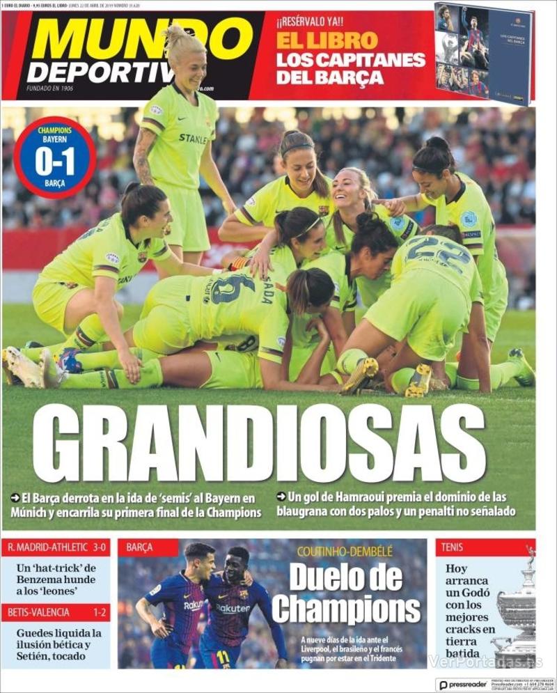 Portada Mundo Deportivo 2019-04-23