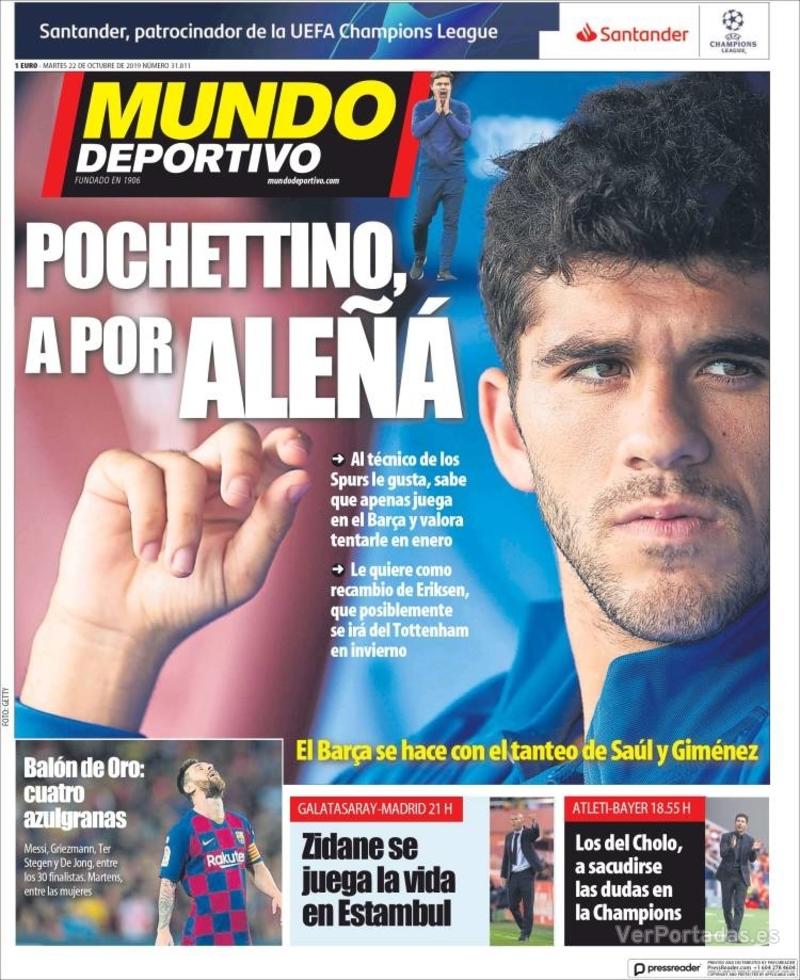 Portada de Mundo Deportivo Portada Superdeporte 2019-10-22