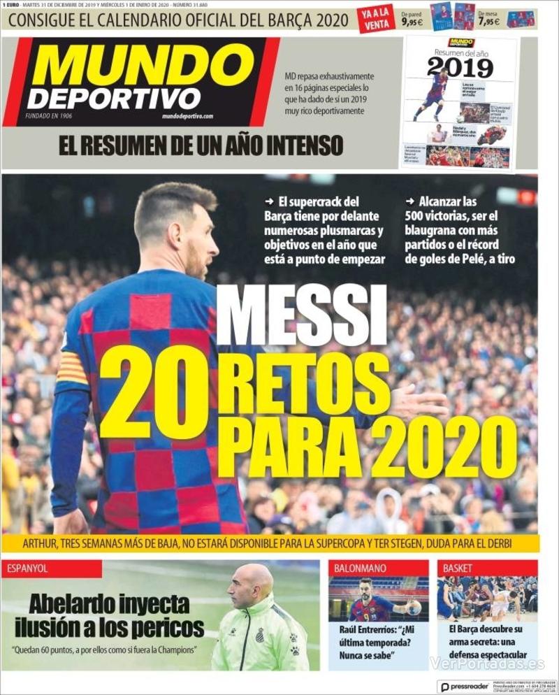 Portada Mundo Deportivo 2020-01-02