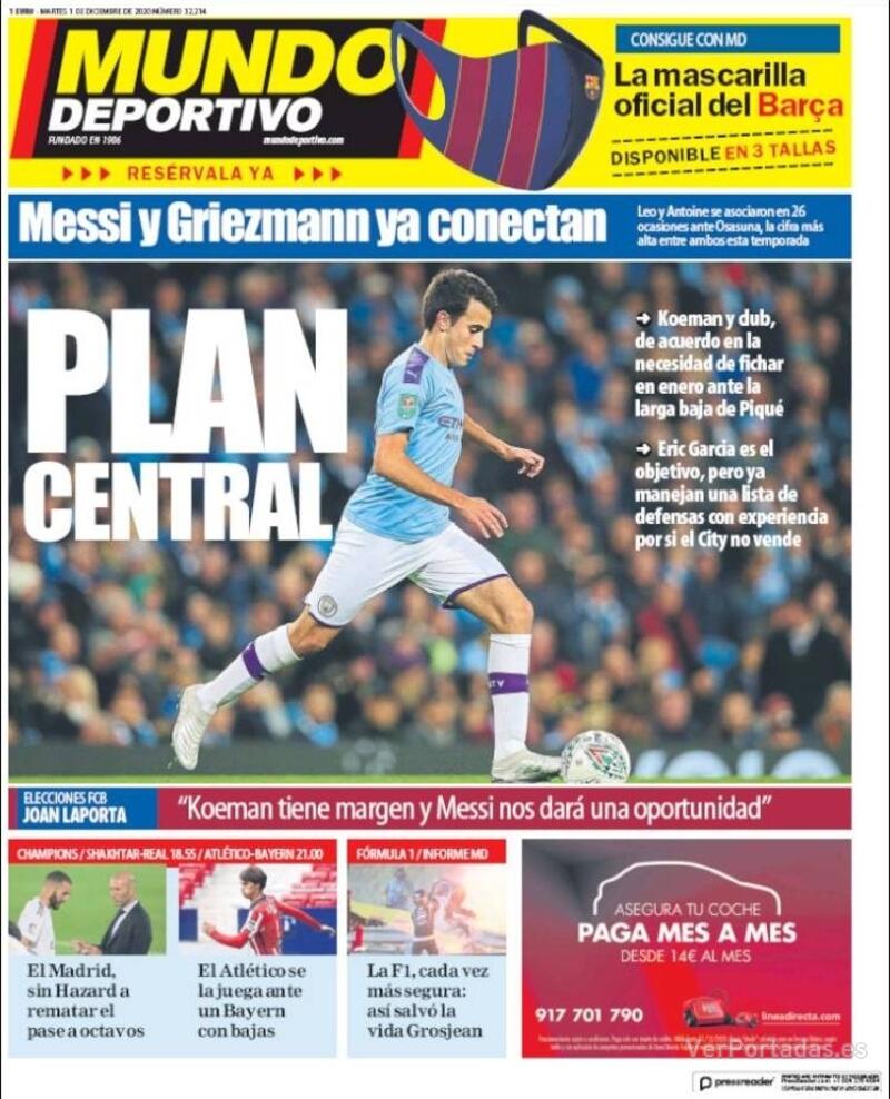 Portada de Mundo Deportivo Portada Superdeporte 2020-12-01