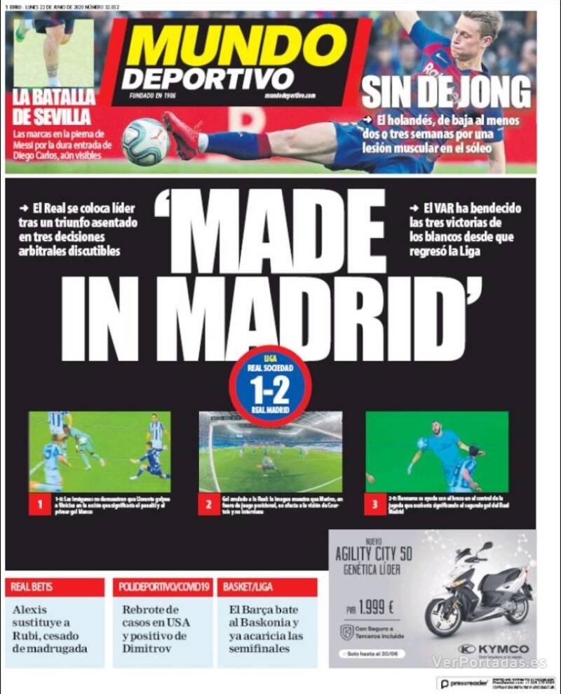 Portada Mundo Deportivo 2020-06-23