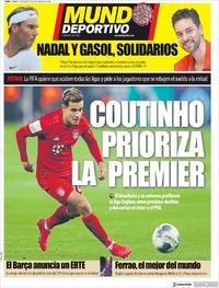 Portada Mundo Deportivo 2020-03-27