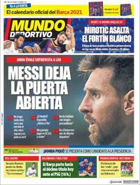 Portada Mundo Deportivo 2020-12-28