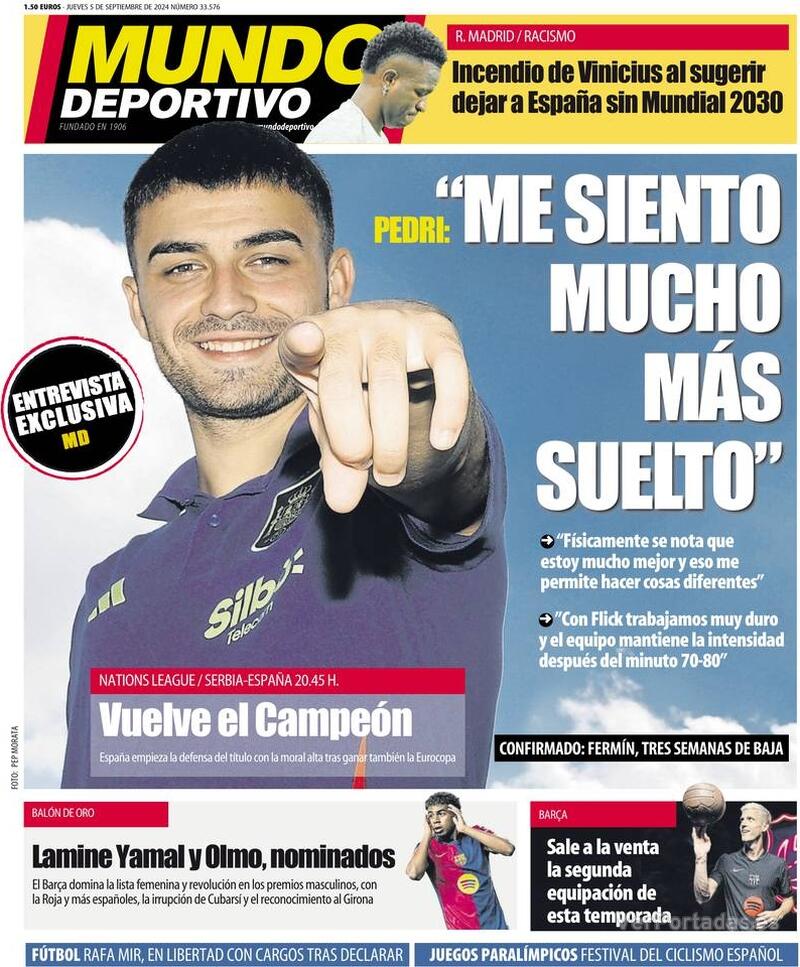 PORTADAS PRENSA DEPORTIVA JUEVES 5 DE SEPTIEMBRE Portada-periodico-mundo-deportivo-05-09-2024-929b5da3