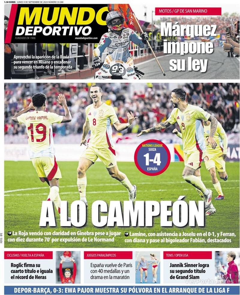 PORTADAS PRENSA DEPORTIVA LUNES 9 DE SEPTIEMBRE Portada-periodico-mundo-deportivo-09-09-2024-3969539e