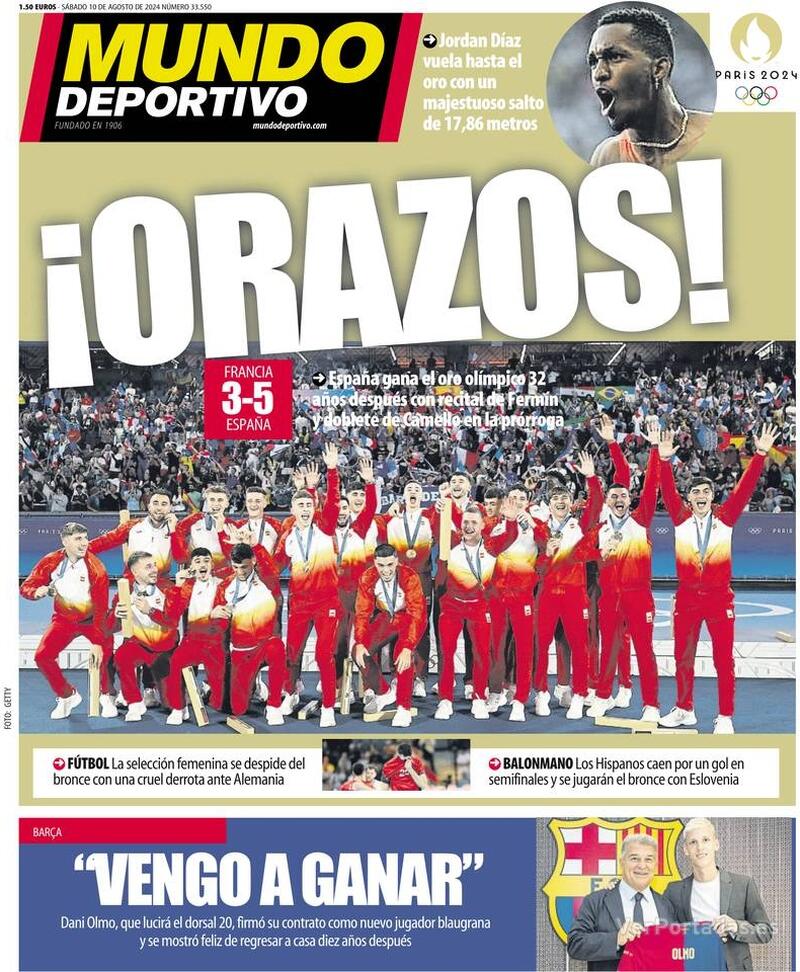 PORTADAS PRENSA DEPORTIVA SABADO 10 DE AGOSTO Portada-periodico-mundo-deportivo-10-08-2024-38d9d317