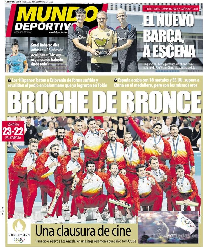 PORTADAS PRENSA DEPORTIVALUNES 12 DE AGOSTO Portada-periodico-mundo-deportivo-12-08-2024-72b1556d