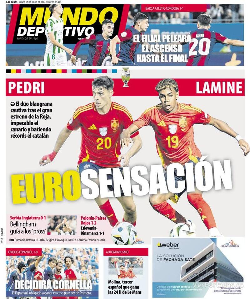 PORTADAS PRENSA DEPORTIVA LUNES 17 DE JUNIO Portada-periodico-mundo-deportivo-17-06-2024-217f8f6b