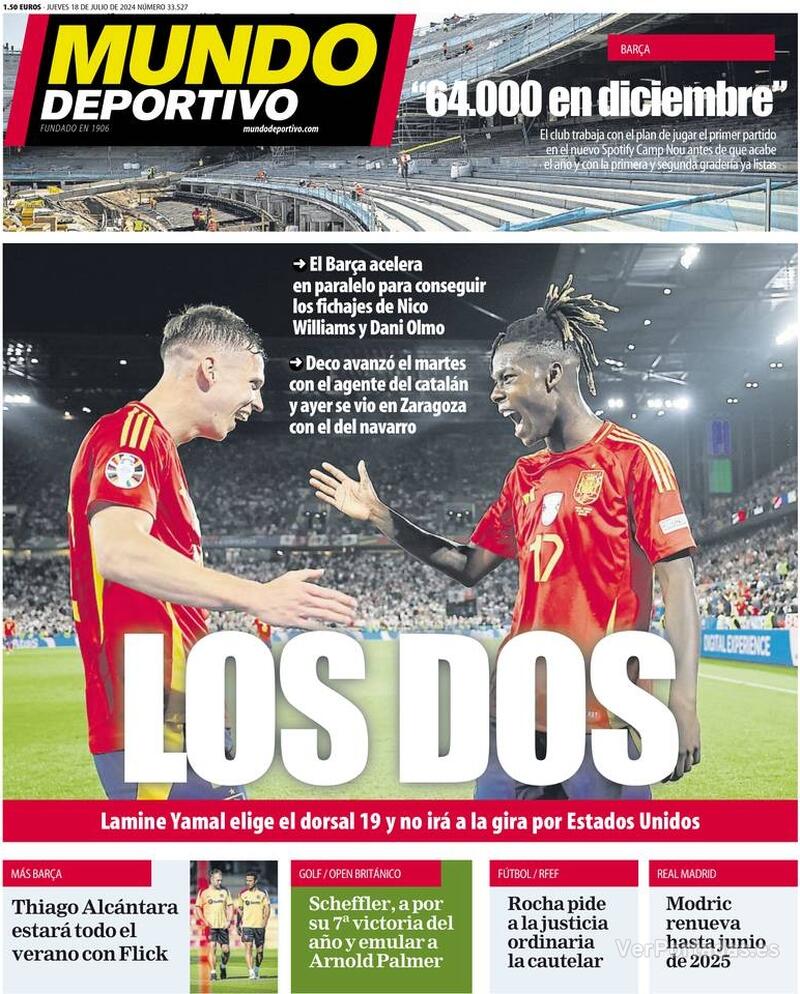 PORTADAS PRENSA DEPORTIVA JUEVES 18 DE JULIO Portada-periodico-mundo-deportivo-18-07-2024-4578e099