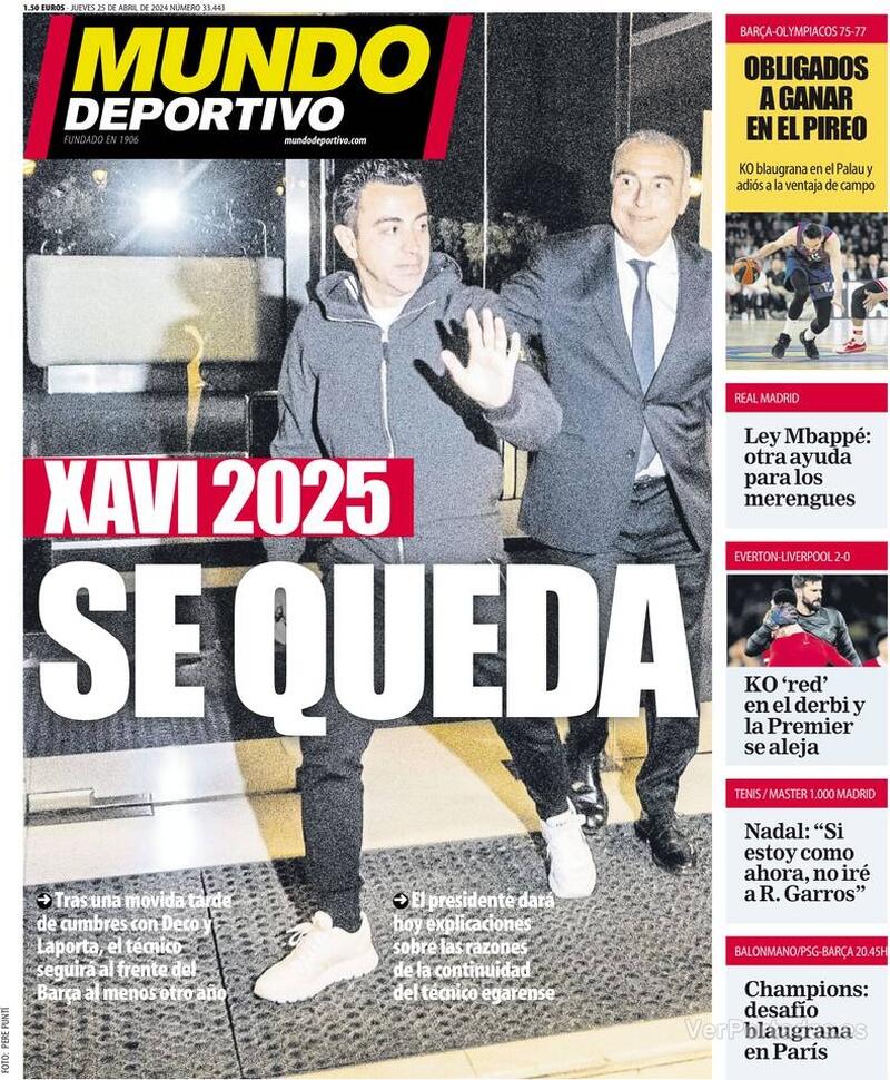 Portada Mundo Deportivo 2024-04-26