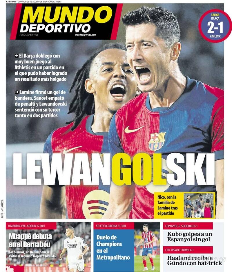 PORTADAS PRENSA DEPORTIVA DOMINGO 25 DE AGOSTO Portada-periodico-mundo-deportivo-25-08-2024-e93e3e1a