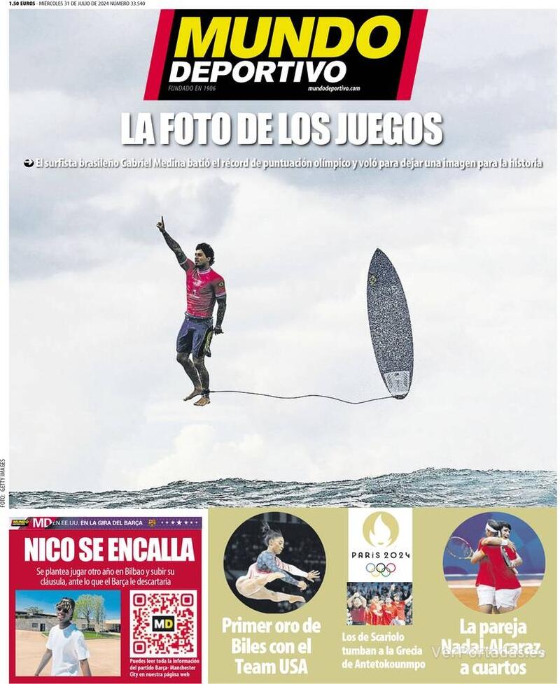 PORTADAS PRENSA DEPORTIVA MIERCOLES 31 DE JULIO Portada-periodico-mundo-deportivo-31-07-2024-0597ce57