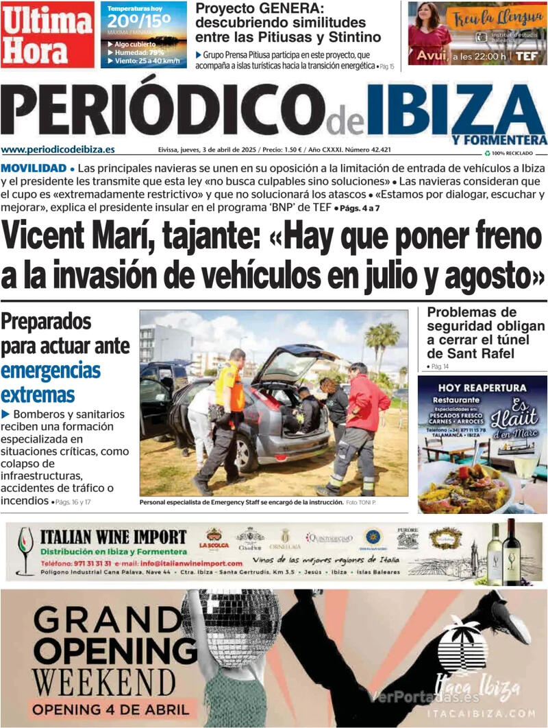 Portada Diario de Mallorca 2025-04-03