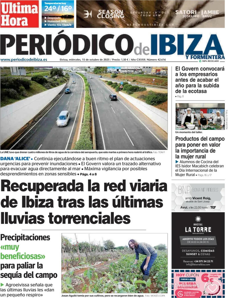 Portada Diario de Mallorca 2025-10-15