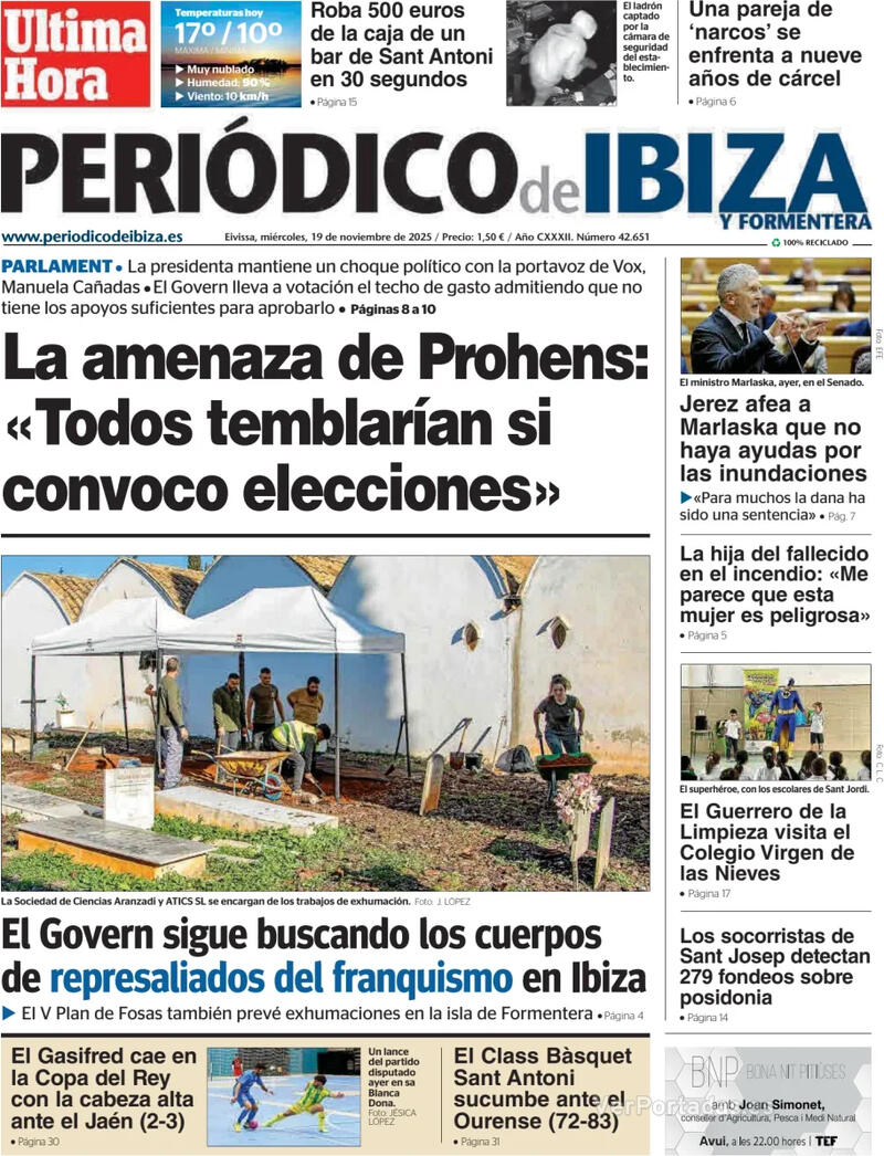 Portada Diario de Mallorca 2025-11-19