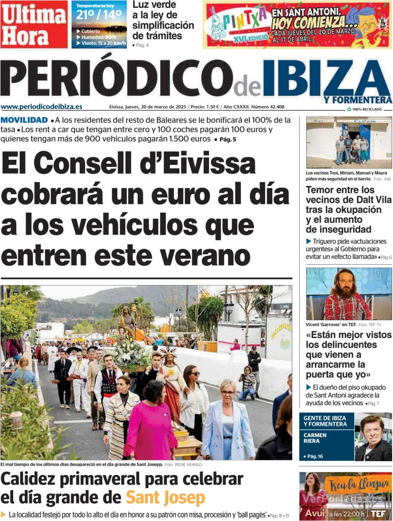 Portada Diario de Mallorca 2025-03-20