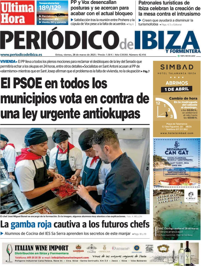 Portada Diario de Mallorca 2025-03-28
