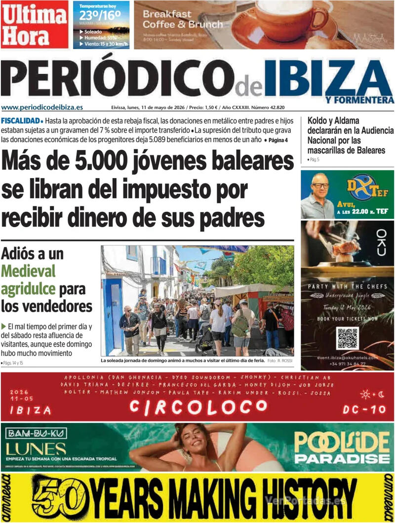 Portada Diario de Mallorca 2026-05-11