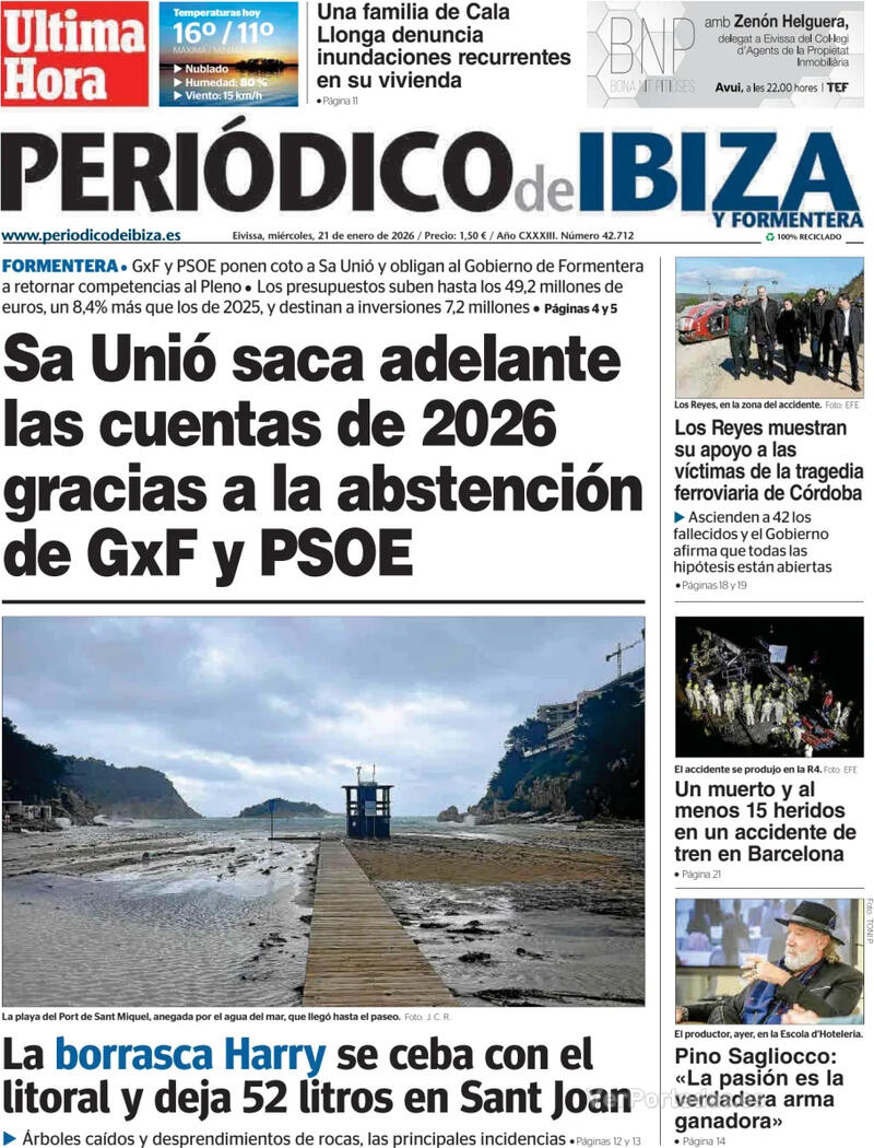 Portada Diario de Mallorca 2026-01-21