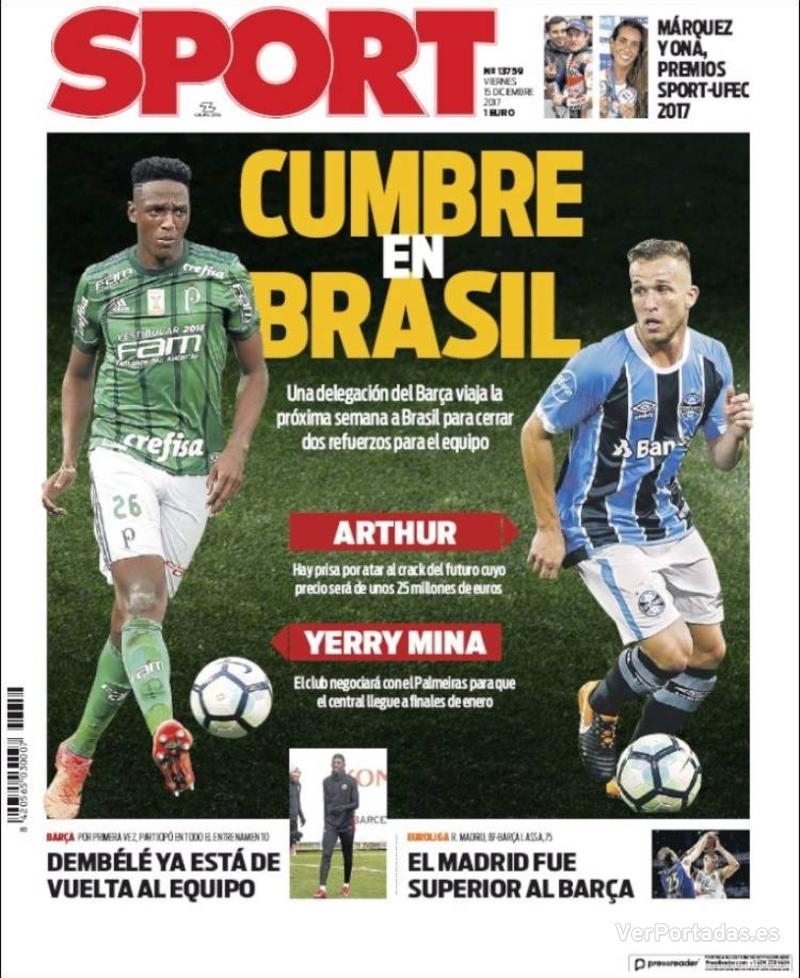 Portada Mundo Deportivo 2017-12-15