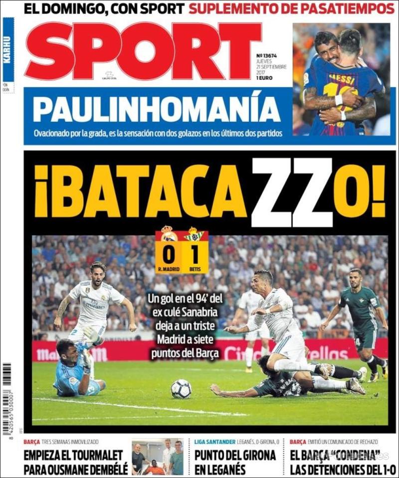 Portada Mundo Deportivo 2017-09-21
