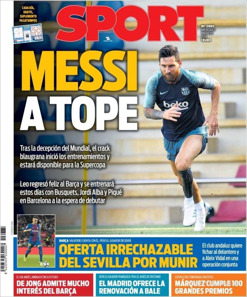 Portada Mundo Deportivo 2018-08-01