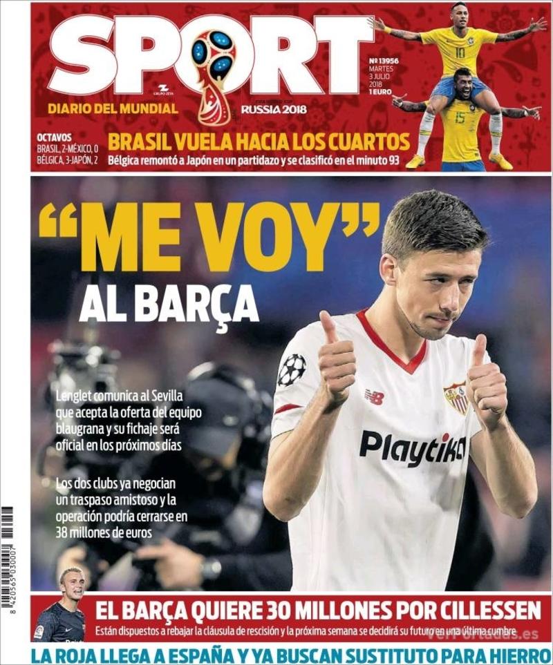 Portada Mundo Deportivo 2018-07-03