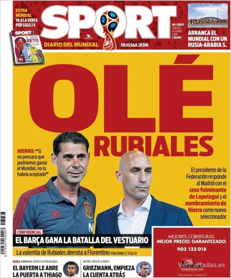 Portada Mundo Deportivo 2018-06-14