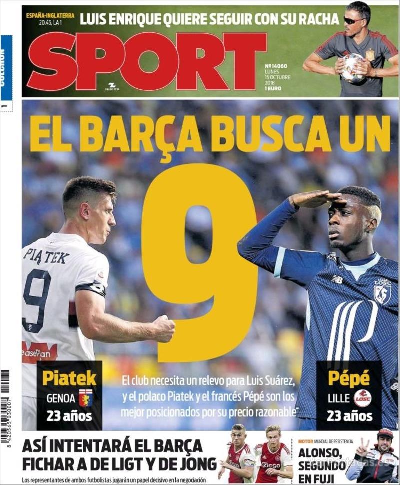 Portada Sport 2018-10-16