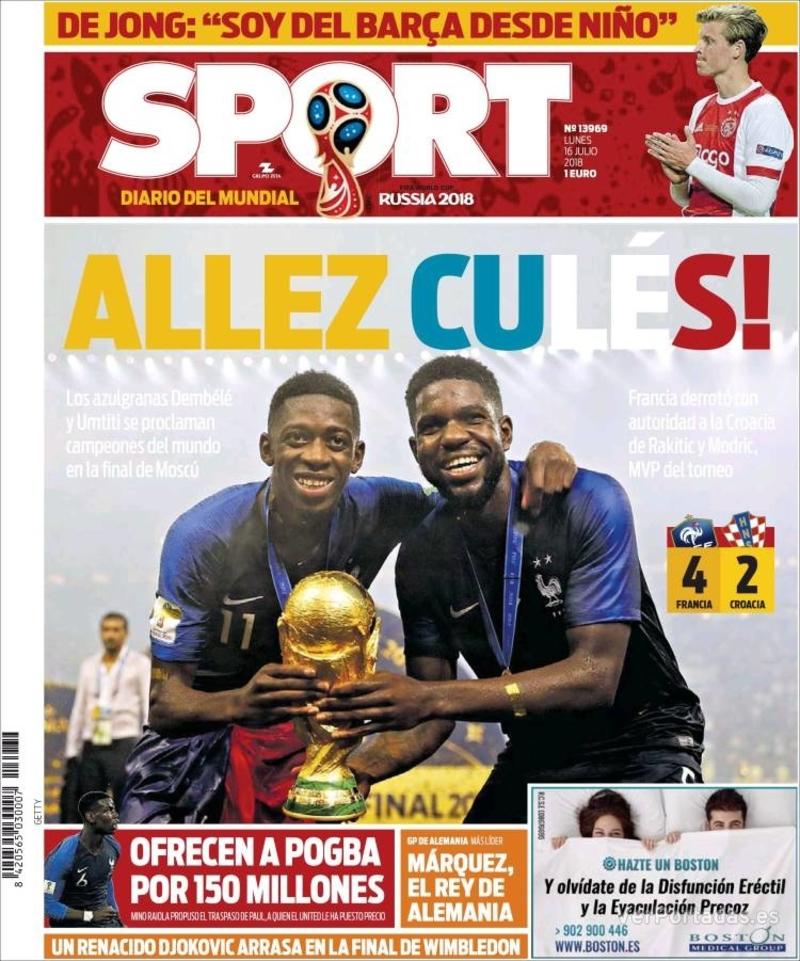 Portada Mundo Deportivo 2018-07-16