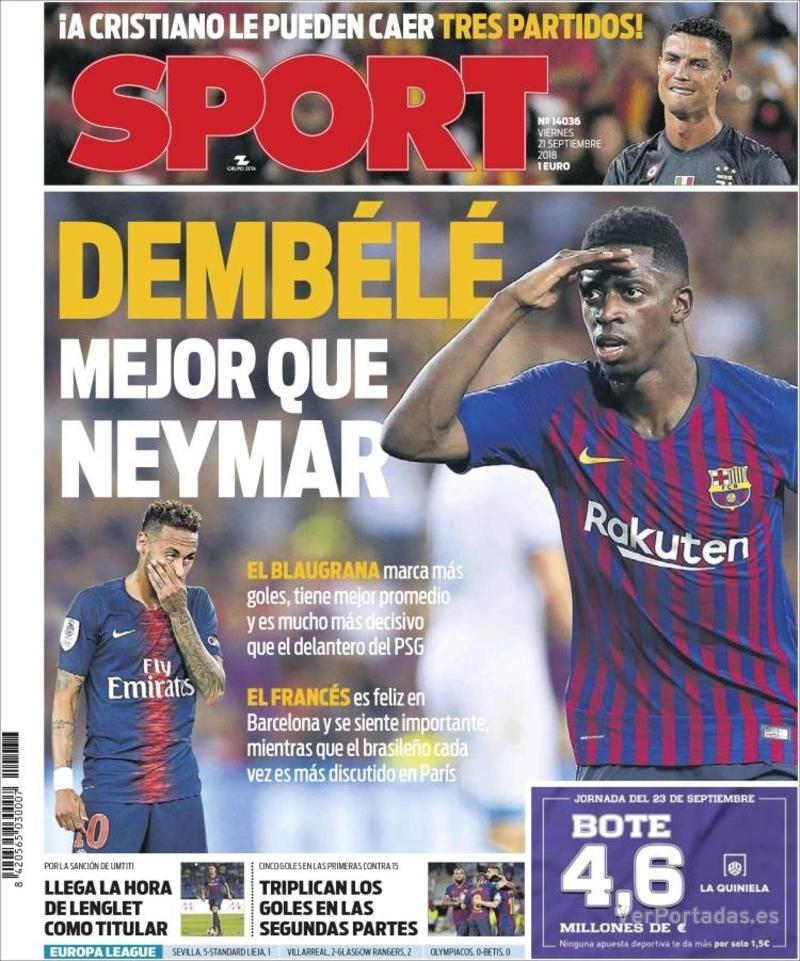 Portada Mundo Deportivo 2018-09-21