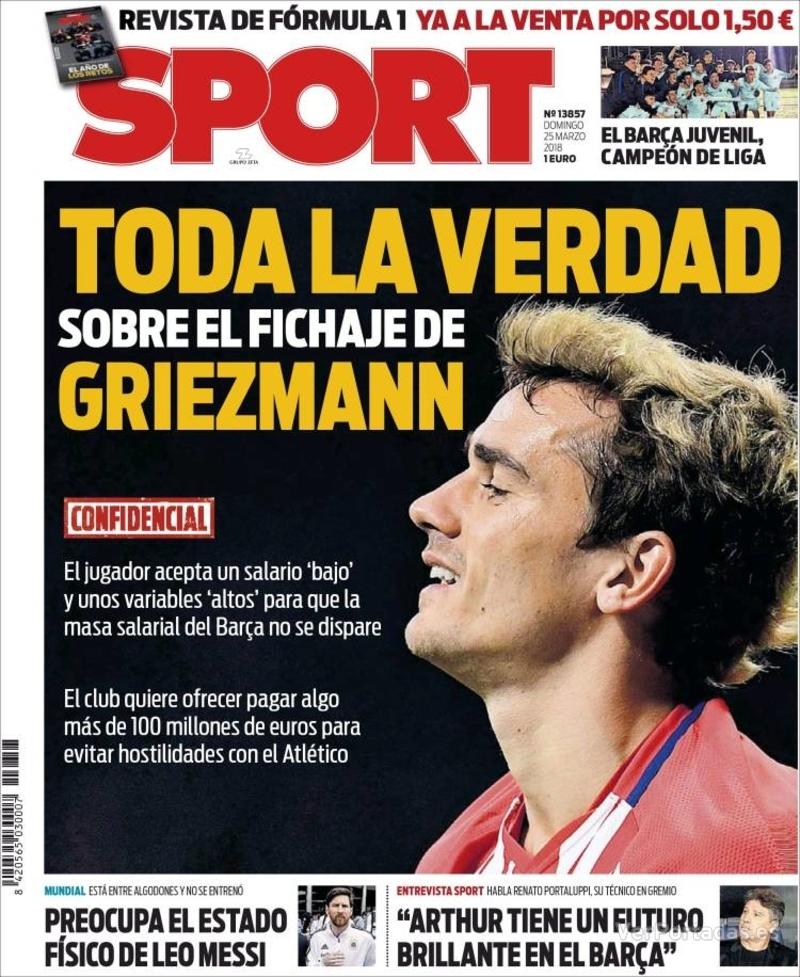 Portada Mundo Deportivo 2018-03-25
