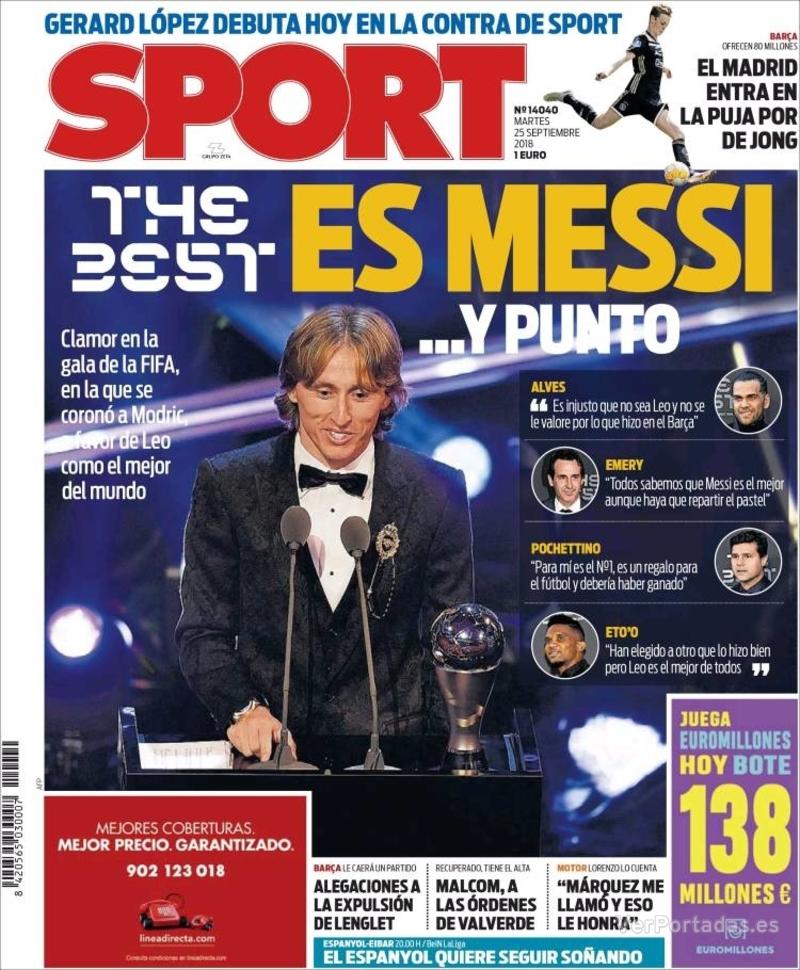 Portada de Sport Portada Sport 2018-09-25