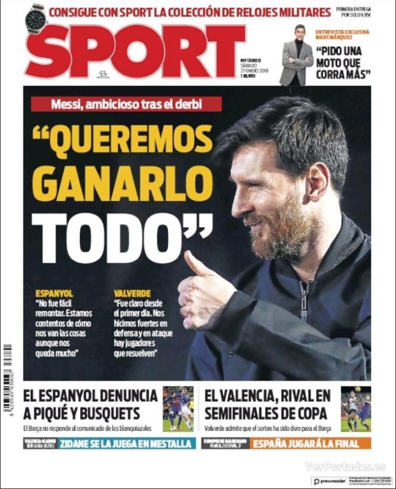 Portada Mundo Deportivo 2018-01-27