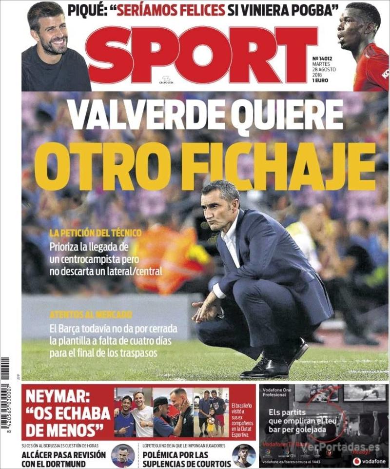 Portada Mundo Deportivo 2018-08-28