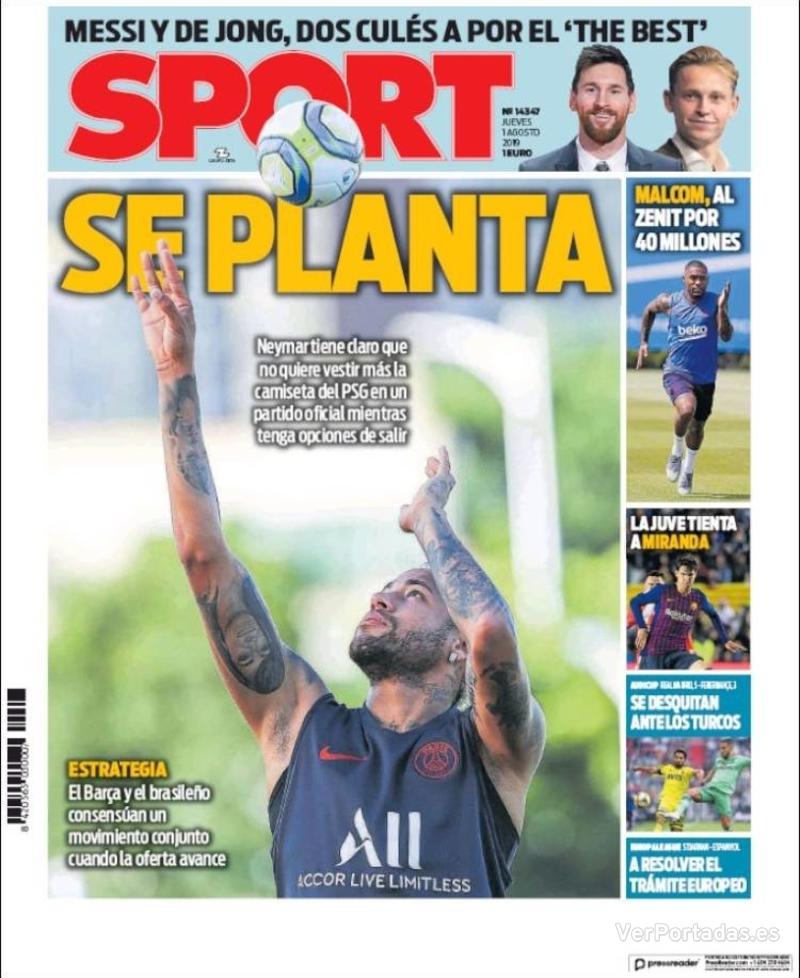 Portada Mundo Deportivo 2019-08-01