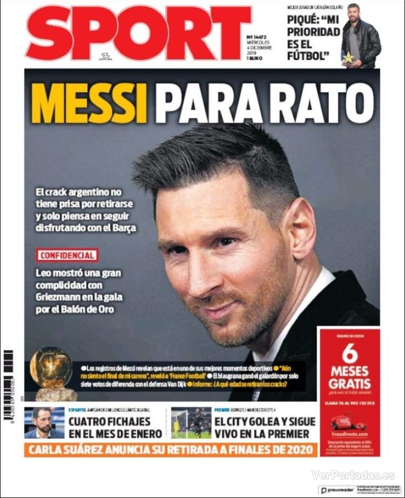 Portada Mundo Deportivo 2019-12-04