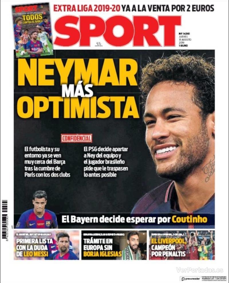 Portada Mundo Deportivo 2019-08-15