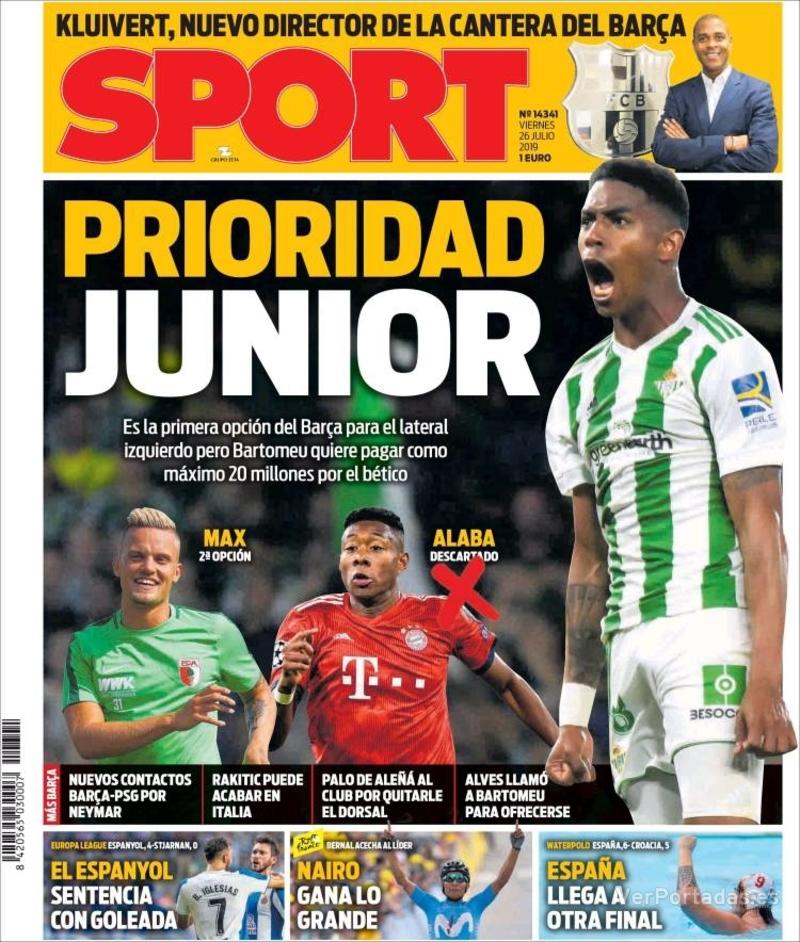 Portada Mundo Deportivo 2019-07-26