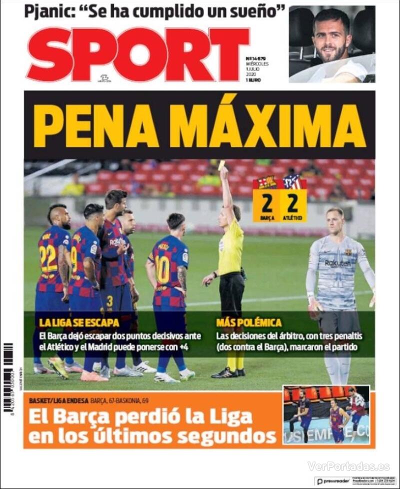 Portada Mundo Deportivo 2020-07-01