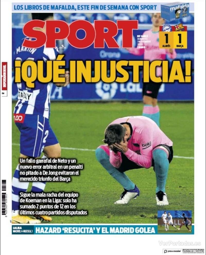 Portada Mundo Deportivo 2020-11-01