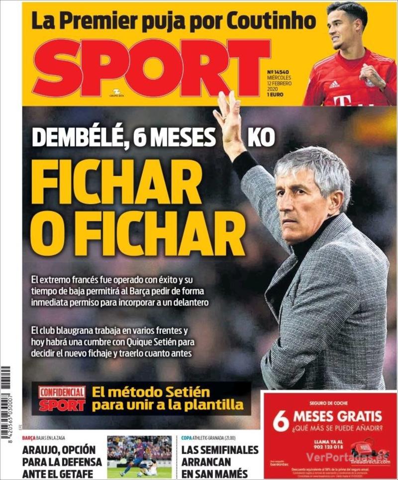 Portada Mundo Deportivo 2020-02-12