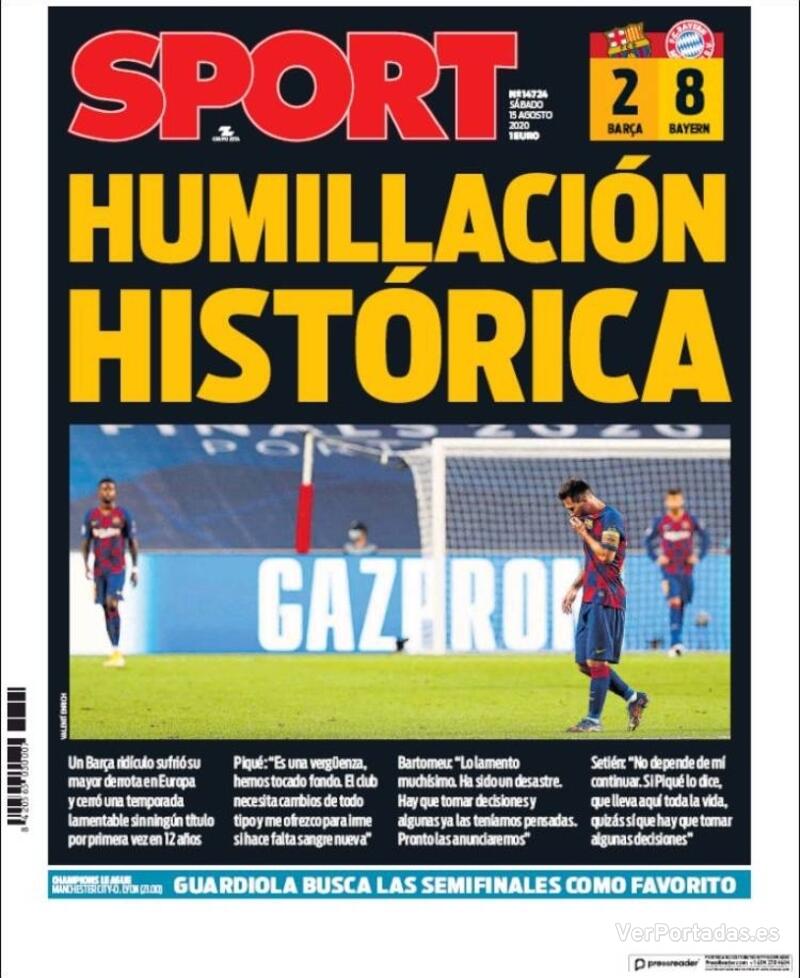 Portada Mundo Deportivo 2020-08-15