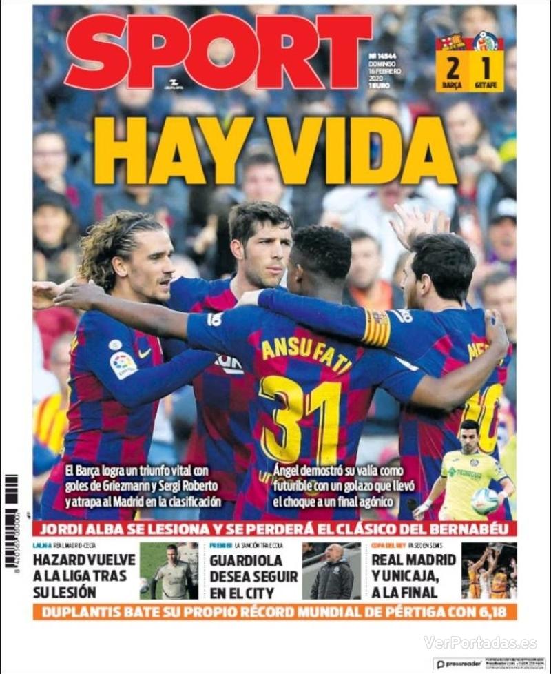 Portada Mundo Deportivo 2020-02-16