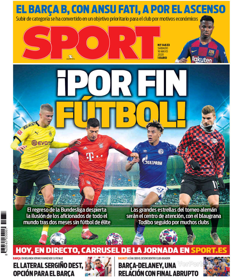 Portada Mundo Deportivo 2020-05-16