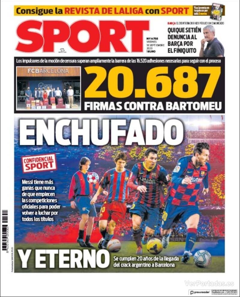 Portada Mundo Deportivo 2020-09-18