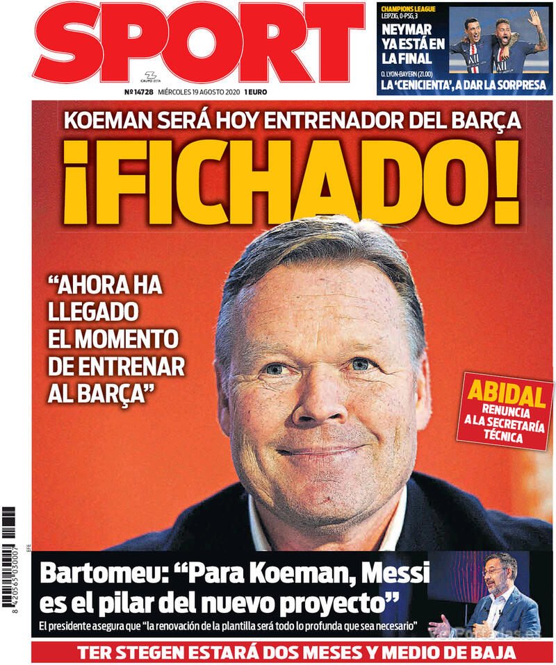 Portada Mundo Deportivo 2020-08-19