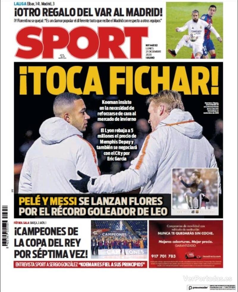 Portada Mundo Deportivo 2020-12-21