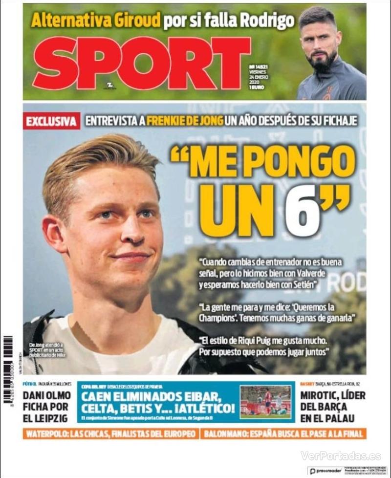 Portada de Sport Portada Mundo Deportivo 2020-01-24