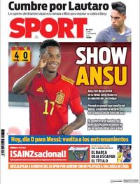Portada Sport 2020-09-07